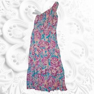 Zcsia Floral Smocked One-Shoulder Dress